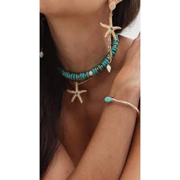 NWT Ettika Saint Tropez Beaded Necklace Seafoam Stone with Silver Plating - Picture 2 of 5